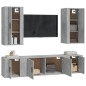 Set di Mobili Porta TV 5 pz Grigio Cemento in Legno Multistrato Set di Mobili Porta TV 5 pz Grigio Cemento in Legno Multistrato