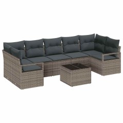 Set Divano da Giardino vidaXL con Cuscini Grigio in Polyrattan