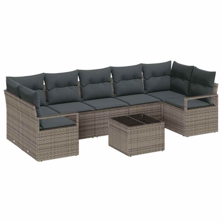 Set Divano da Giardino vidaXL con Cuscini Grigio in Polyrattan