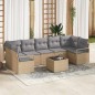Set Divano da Giardino vidaXL 8 Pezzi con Cuscini Beige Polyrattan