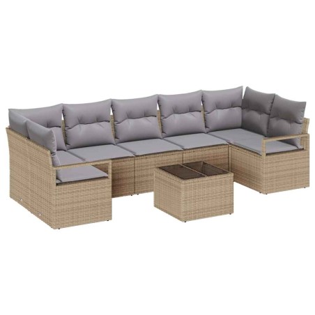 Set Divano da Giardino vidaXL 8 Pezzi con Cuscini Beige Polyrattan