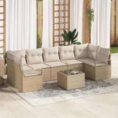 Set da Giardino vidaXL 8 Pezzi con Cuscini in Polyrattan Beige