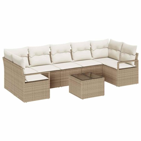 Set da Giardino vidaXL 8 Pezzi con Cuscini in Polyrattan Beige