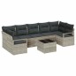 Set Divano da Giardino vidaXL 8 Pezzi con Cuscini Grigio Chiaro Polyrattan