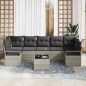 Set Divano da Giardino vidaXL 8 Pezzi con Cuscini Grigio Chiaro Polyrattan
