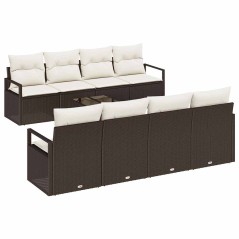 Set Divano da Giardino vidaXL 9 Pezzi con Cuscini Rattan Marrone