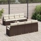 Set Divano da Giardino vidaXL 9 Pezzi con Cuscini Rattan Marrone