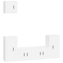 Set di Mobili Porta TV 5 pz Bianco in Legno Multistrato