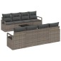 Set di Divani da Giardino a 9 Pezzi con Cuscini Grigio Rattan Sintetico