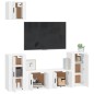 Set di Mobili Porta TV 5 pz Bianco in Legno Multistrato Set di Mobili Porta TV 5 pz Bianco in Legno Multistrato