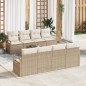 Set Divano da Giardino vidaXL 9 Pezzi con Cuscini Beige Polyrattan