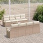 Set Divano da Giardino vidaXL 9 Pezzi con Cuscini Beige Polyrattan