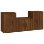 Set Mobili Porta TV 3 pz Rovere Marrone in Legno Multistrato Set Mobili Porta TV 3 pz Rovere Marrone in Legno Multistrato