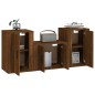 Set Mobili Porta TV 3 pz Rovere Marrone in Legno Multistrato Set Mobili Porta TV 3 pz Rovere Marrone in Legno Multistrato