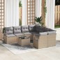 Set da giardino a 9 pezzi di vidaXL con cuscini Beige Rattan