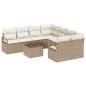 Set Divano da Giardino vidaXL 9 Pezzi con Cuscini Beige Rattan Sintetico
