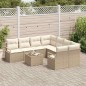 Set Divano da Giardino vidaXL 9 Pezzi con Cuscini Beige Rattan Sintetico