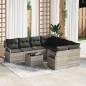 Set di divani da giardino a 9 pezzi vidaXL con cuscini Grigio chiaro Polirattan