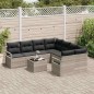 Set di divani da giardino a 9 pezzi vidaXL con cuscini Grigio chiaro Polirattan