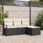 vidaXL Set da Giardino a 4 Pezzi con Cuscini Neri in Rattan Sintetico