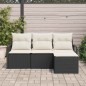 vidaXL Set da Giardino a 4 Pezzi con Cuscini Neri in Rattan Sintetico