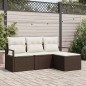 vidaXL Set Divano da Giardino a 4 Pezzi con Cuscini Marroni in Rattan Sintetico
