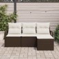 vidaXL Set Divano da Giardino a 4 Pezzi con Cuscini Marroni in Rattan Sintetico