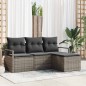 vidaXL Set di divani da giardino in 4 pezzi con cuscini grigi in polyrattan
