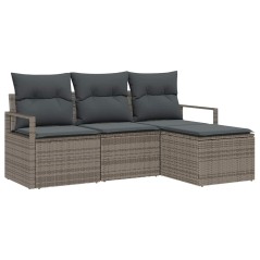 vidaXL Set di divani da giardino in 4 pezzi con cuscini grigi in polyrattan
