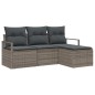 vidaXL Set di divani da giardino in 4 pezzi con cuscini grigi in polyrattan