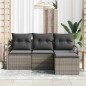vidaXL Set di divani da giardino in 4 pezzi con cuscini grigi in polyrattan