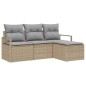 vidaXL Set di divani da giardino in 4 pezzi con cuscini beige in polirattan