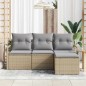 vidaXL Set di divani da giardino in 4 pezzi con cuscini beige in polirattan