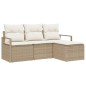vidaXL Set di divani da giardino in 4 pezzi con cuscini beige in rattan sintetico