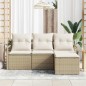vidaXL Set di divani da giardino in 4 pezzi con cuscini beige in rattan sintetico