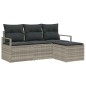 vidaXL Set Divano Giardino 4 Pezzi con Cuscini Grigio Chiaro in Polyrattan.