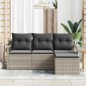 vidaXL Set Divano Giardino 4 Pezzi con Cuscini Grigio Chiaro in Polyrattan.