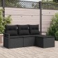 vidaXL Set di divani da giardino in 4 pezzi con cuscini neri in rattan sintetico