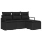 vidaXL Set di divani da giardino in 4 pezzi con cuscini neri in rattan sintetico