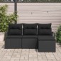 vidaXL Set di divani da giardino in 4 pezzi con cuscini neri in rattan sintetico