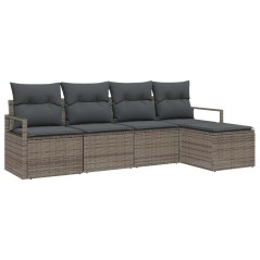 vidaXL Set da giardino in 5 pezzi con cuscini grigi in rattan sintetico
