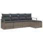 vidaXL Set da giardino in 5 pezzi con cuscini grigi in rattan sintetico