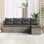 vidaXL Set da giardino in 5 pezzi con cuscini grigi in rattan sintetico