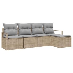 vidaXL Set da Giardino a 5 Pezzi di con Cuscini Beige in Rattan Sintetico