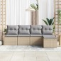 vidaXL Set da Giardino a 5 Pezzi di con Cuscini Beige in Rattan Sintetico