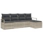 vidaXL Set di Divani da Giardino 5 Pezzi con Cuscini Grigio Chiaro in Poly Rattan