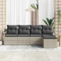 vidaXL Set di Divani da Giardino 5 Pezzi con Cuscini Grigio Chiaro in Poly Rattan