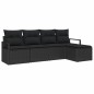 vidaXL Set Divano da Giardino 5 Pezzi con Cuscini in Rattan Nero