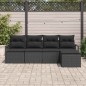 vidaXL Set Divano da Giardino 5 Pezzi con Cuscini in Rattan Nero