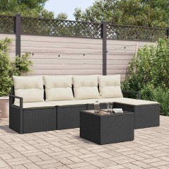 vidaXL Set di divani da giardino 5 pezzi con cuscini marroni in rattan sintetico.